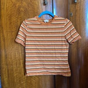 Sézane Striped Rust Short Sleeve Tee